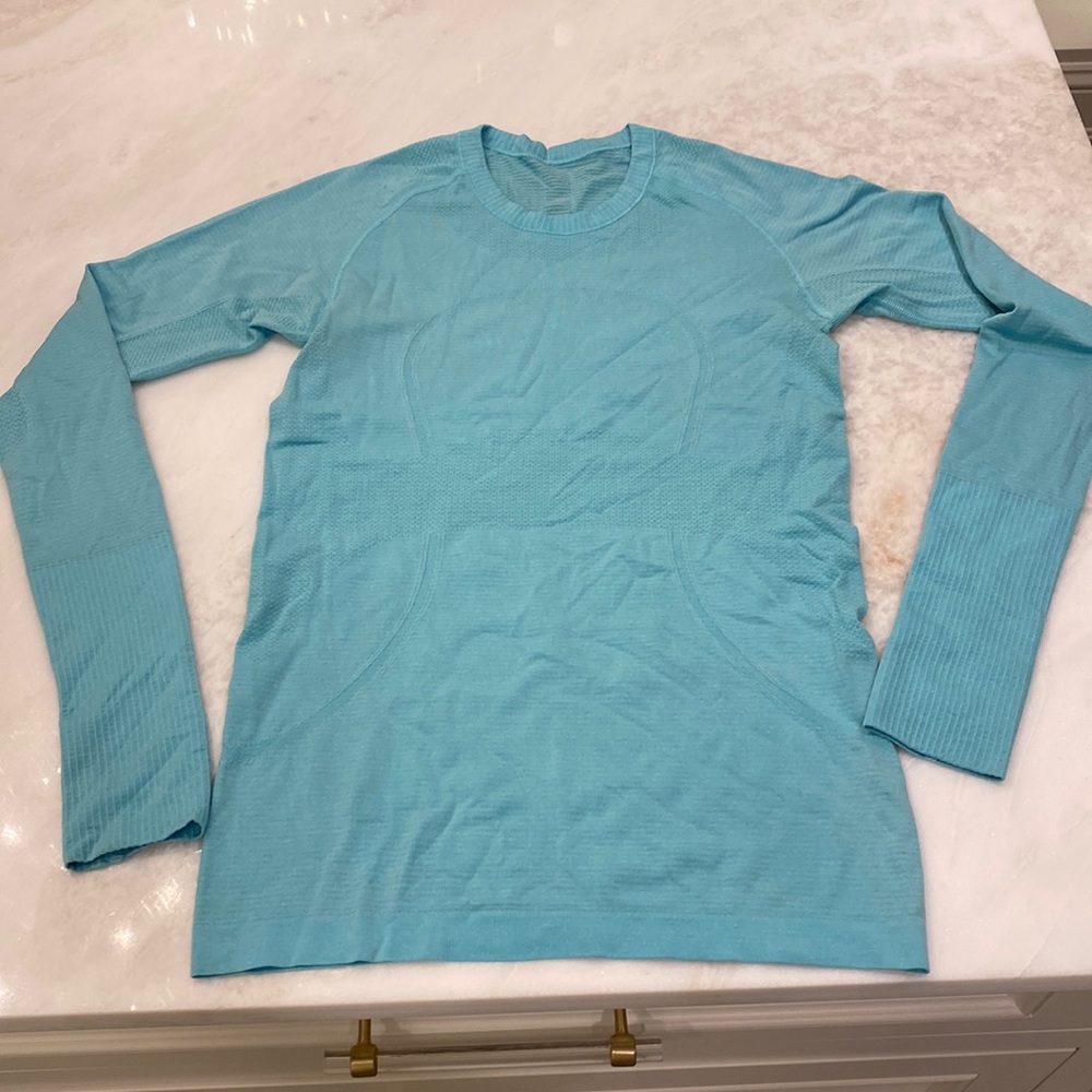 Lululemon Swiftly Tech Long Sleeve T Shirt 6 Aqua blue teal